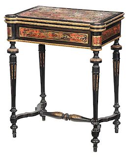 A Boulle Ebonized and Brass Inlay Games Table