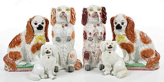 Six Staffordshire Dog Figures