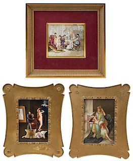 Three Framed Continental Painted Plaques