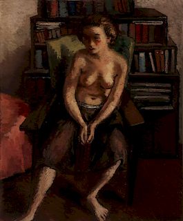 MOSES SOYER (1899-1974) EXHIBITED 1934 OIL ON CANVAS
