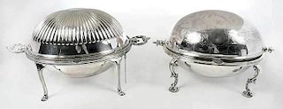 Two Rotating Silver Plate Servers