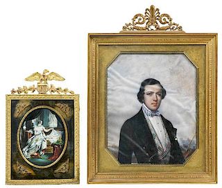 Two Hand Painted French Portraits