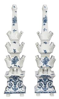 Pair of Modern Blue and White Tulipieres