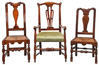 Three Period American William and Mary Chairs