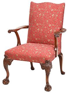 Chippendale Style Carved Mahogany Arm Chair