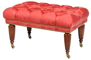Regency Style Tufted Upholstered Ottoman