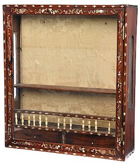 Asian Mother of Peal Inlaid Hardwood Shelf