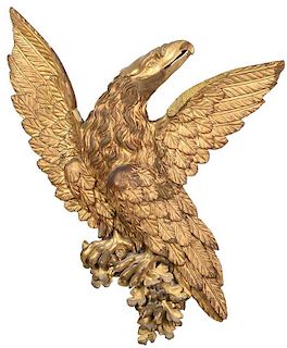 Carved Wood and Gilt Decorated Eagle Wall Plaque
