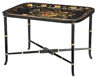 A Painted and Gilt Tray Top Table