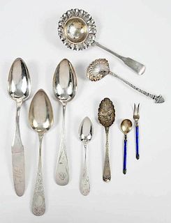 19  Pieces Continental and English Silver Flatware