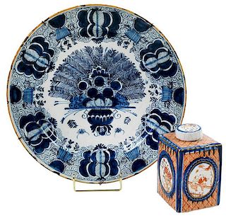 Delft Charger and Tea Caddy