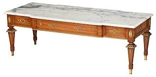 Louis XVI Style Brass Mounted Marble Top Table