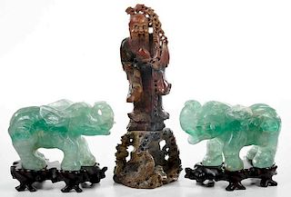 Three Chinese Carved Stone Figures
