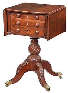 American Classical Carved Mahogany Work Table