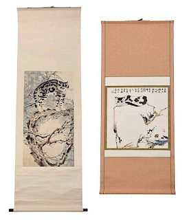Two Chinese Scroll Paintings Of Cats