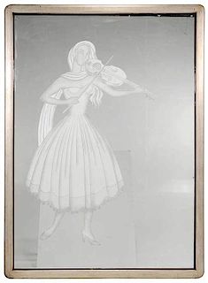 Art Deco Style Decorated Silver Framed Mirror