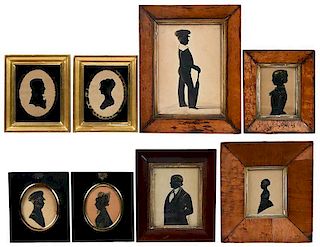 Eight Framed Portrait Silhouettes
