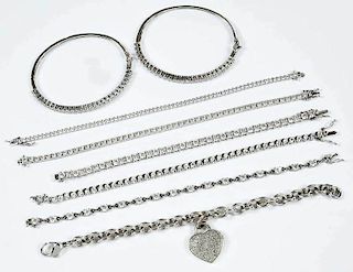 Eight Silver Bracelets