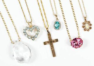 Six Gold Gemstone Necklaces