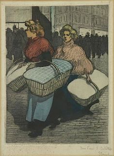 STEINLEN, Theophile A. "Blanchisseuses Reportant