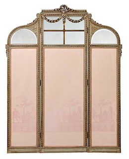 Louis XVI Style Paneled Mirrored Floor Screen