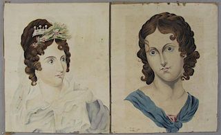 Attributed to Emily Eastman. Pair of Watercolor