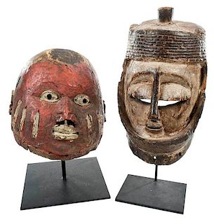 Two Carved and Polychrome African Masks