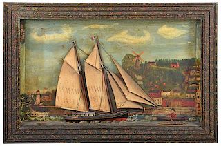 American Folk Art Sailing Diorama