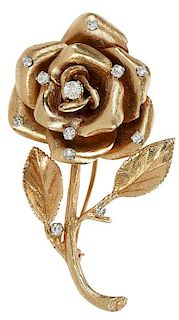 14kt. Diamond Flower Brooch