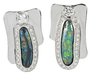 18kt. Opal and Diamond Earrings