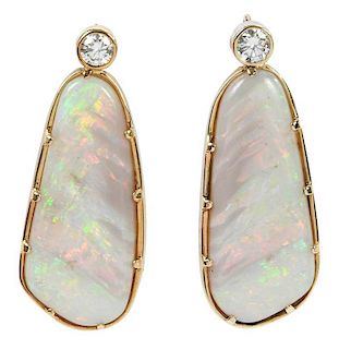 14kt. Opal and Diamond Earrings