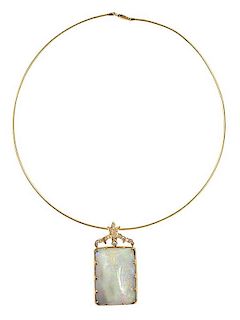 Gold, Opal and Diamond Necklace