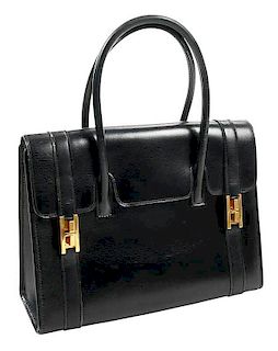 Hermès Black Leather Drag Handbag