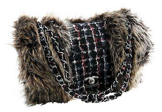 Chanel Faux Fur and Wool Handbag