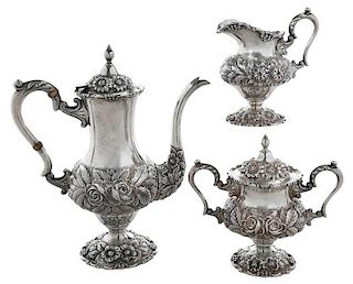 Three Piece Kirk Repousse Sterling Coffee Service