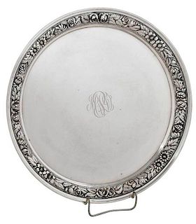 Stieff Repousse Sterling Round Tray