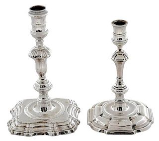 Two George II English Silver Tapersticks