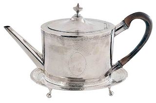 George III English Silver Teapot and Tray