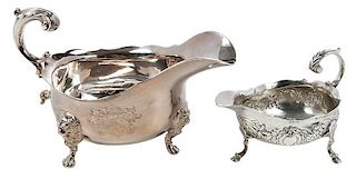 Two George II English Silver Gravy Boats