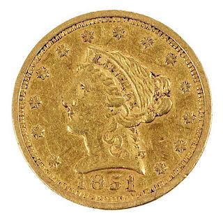 1851 Charlotte Quarter Eagle Gold Coin