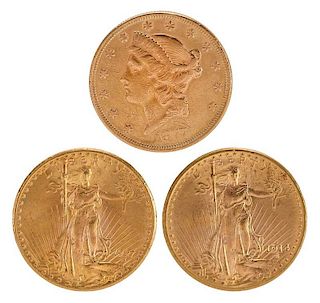 Three U.S. Double Eagle Gold Coins