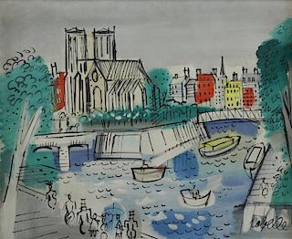 COBELLE, Charles. Oil on Canvas. Seine River Scene