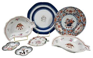 Seven Chinese Export and Famille Rose Dishes