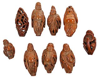 Group of Assorted Chinese Nut Carved Beads