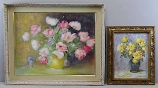 HEFFLER, Esther. Two Oil on Canvas. Floral Still