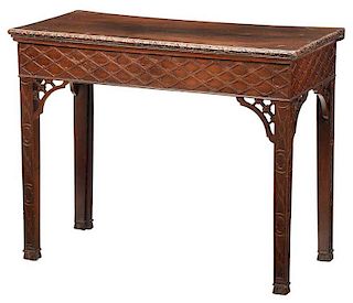 Chinese Chippendale Carved Mahogany Games Table