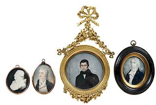 Four Portrait Miniatures of Men on Ivory