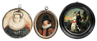 Three Portrait Miniatures on Wood