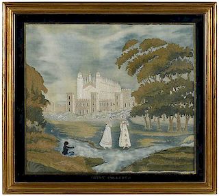 Signed Eton College Silk Embroidery