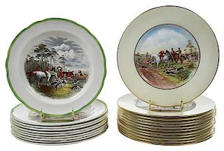 22 Copeland Spode Plates With Hunting Scenes